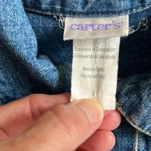 Floral Embroidered Girl’s Jeans  Denim Snap Jacket + Cotton Dress Size 6 Set - Picture 5 of 16